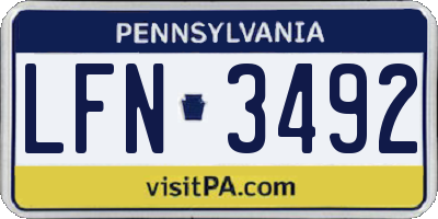PA license plate LFN3492