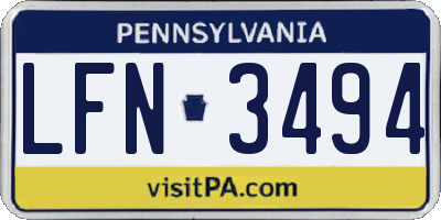 PA license plate LFN3494