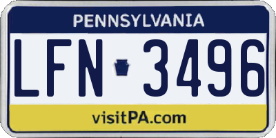 PA license plate LFN3496