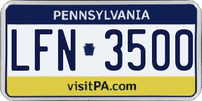 PA license plate LFN3500