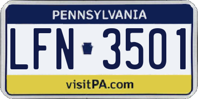 PA license plate LFN3501