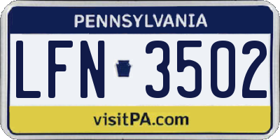 PA license plate LFN3502