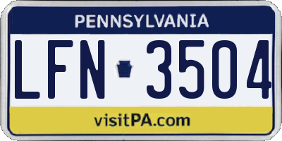 PA license plate LFN3504