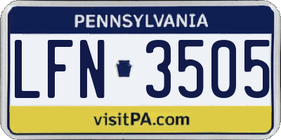 PA license plate LFN3505