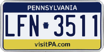 PA license plate LFN3511