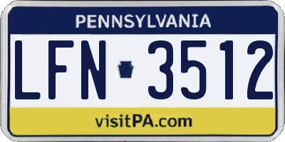 PA license plate LFN3512