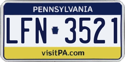 PA license plate LFN3521