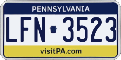 PA license plate LFN3523