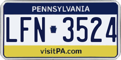 PA license plate LFN3524