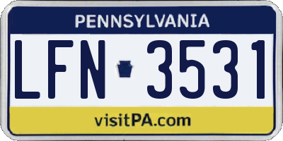 PA license plate LFN3531