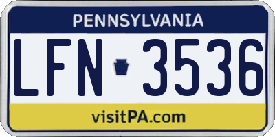 PA license plate LFN3536