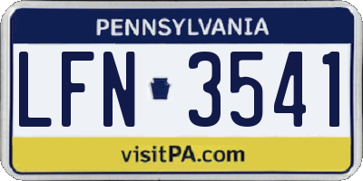 PA license plate LFN3541