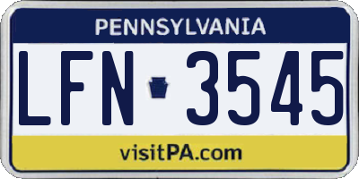 PA license plate LFN3545