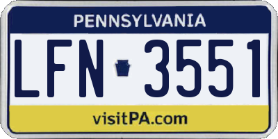 PA license plate LFN3551