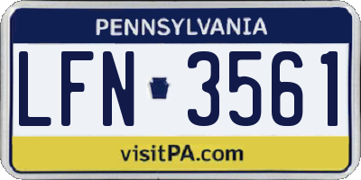 PA license plate LFN3561