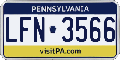 PA license plate LFN3566