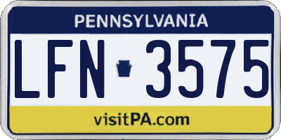 PA license plate LFN3575