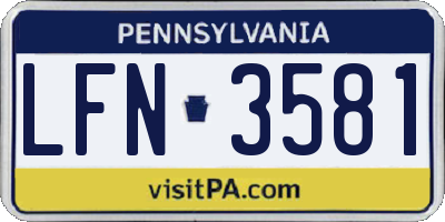PA license plate LFN3581