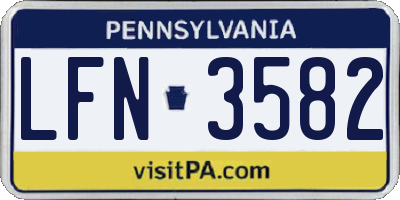 PA license plate LFN3582