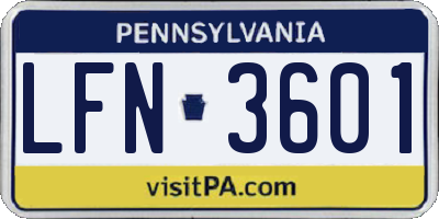 PA license plate LFN3601