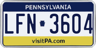 PA license plate LFN3604