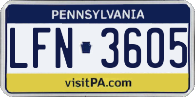 PA license plate LFN3605
