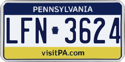PA license plate LFN3624
