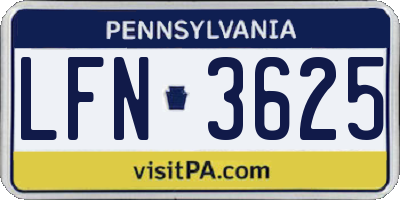 PA license plate LFN3625
