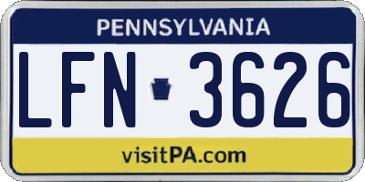 PA license plate LFN3626