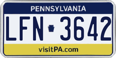 PA license plate LFN3642