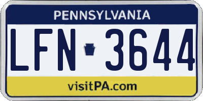 PA license plate LFN3644