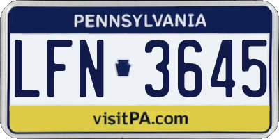 PA license plate LFN3645
