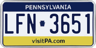 PA license plate LFN3651