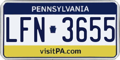 PA license plate LFN3655