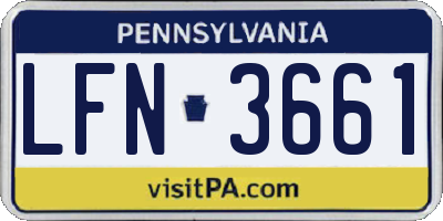 PA license plate LFN3661