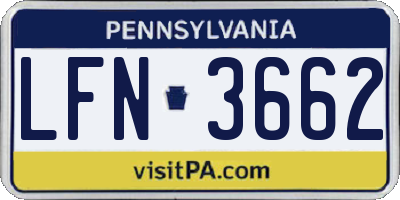 PA license plate LFN3662