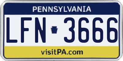 PA license plate LFN3666