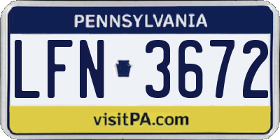 PA license plate LFN3672