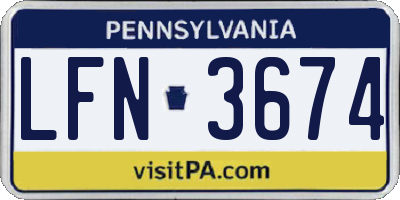 PA license plate LFN3674