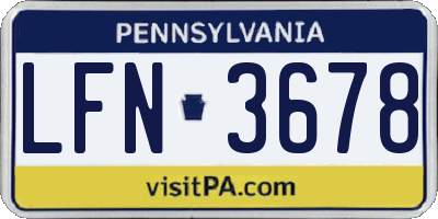 PA license plate LFN3678