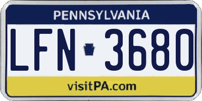 PA license plate LFN3680