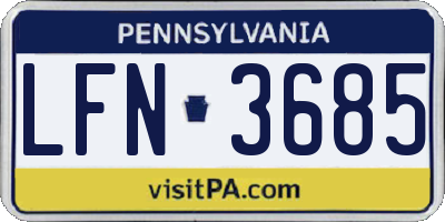 PA license plate LFN3685