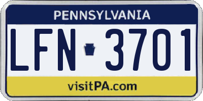 PA license plate LFN3701