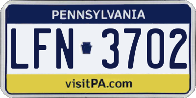 PA license plate LFN3702