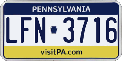PA license plate LFN3716