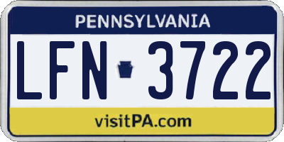 PA license plate LFN3722