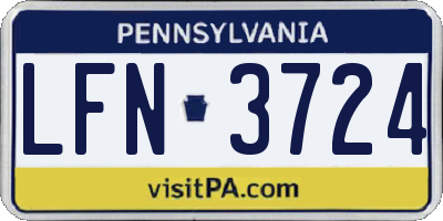 PA license plate LFN3724