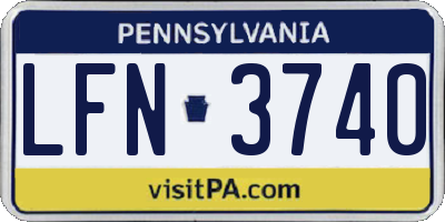 PA license plate LFN3740