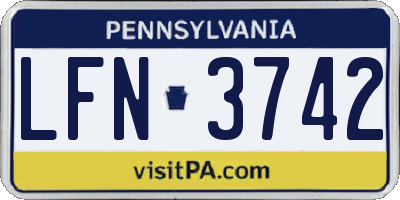 PA license plate LFN3742