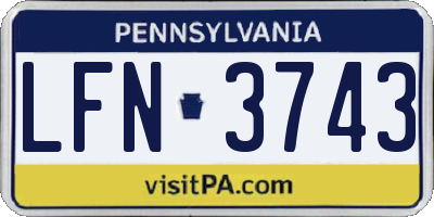 PA license plate LFN3743
